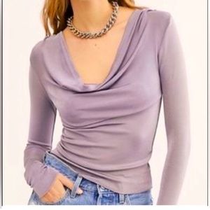 Free people purple cowl neck long sleeve